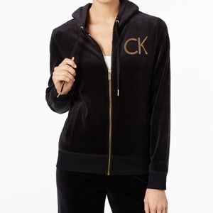 Calvin Klein ~ Velour Navy Zip Up ~ XSmall